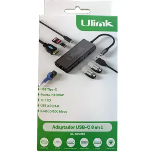 HUB Adaptador multipuerto USB C 8 en 1 / Mod. UL-ADC801
